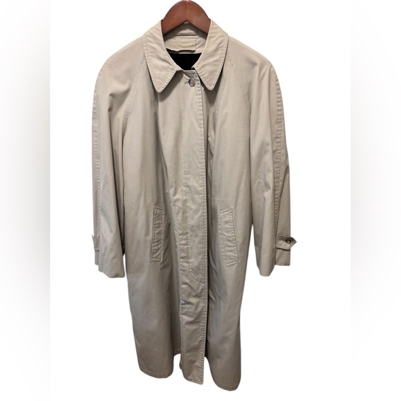 VTG London Fog Calibre Cloth Trench Coat Sz 16 Khaki Zip Out 100% Alpaca Lining - Picture 2 of 12